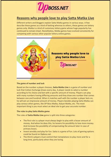 Ppt Reasons Why People Love To Play Satta Matka Live Powerpoint