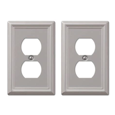 Hampton Bay Ascher 1 Gang Duplex Steel Wall Plate Brushed Nickel 2