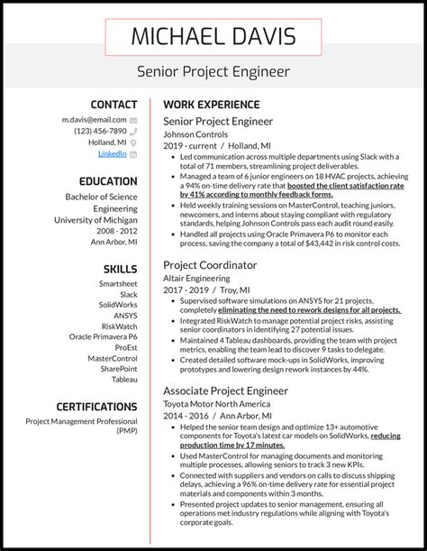 7 Project Engineer Resume Examples Designed For 2025