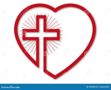 Heart With Christian Cross Background Stock Vector Illustration Of