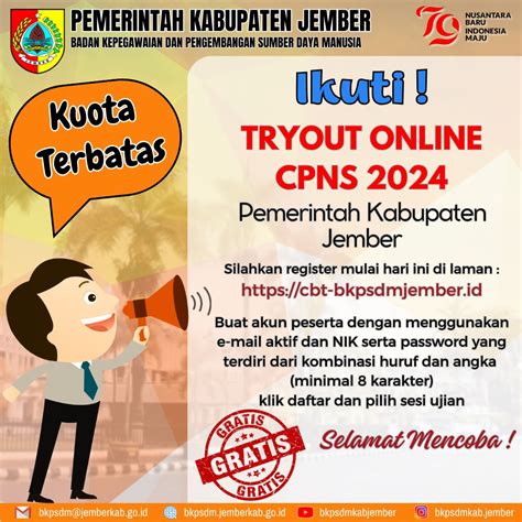 Try Out Online CPNS Kabupaten Jember Tahun 2024 BKPSDM Kabupaten Jember