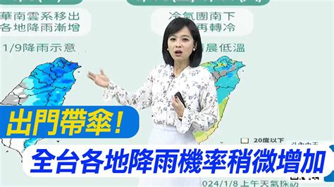 【麥玉潔報氣象】出門帶傘 全台各地降雨機率稍微增加｜華南水氣移入 中部以北東半部降雨明顯 20240109 Youtube