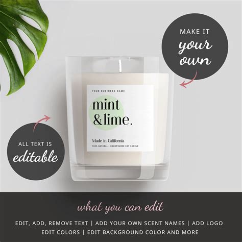 Editable Candle Label Template Printable Jar Label Design Etsy In 2020 Candle Label Template