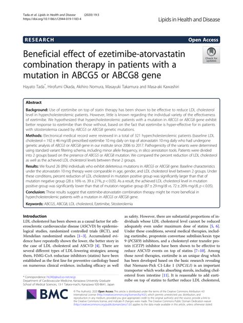 Pdf Beneficial Effect Of Ezetimibe Atorvastatin Combination Therapy