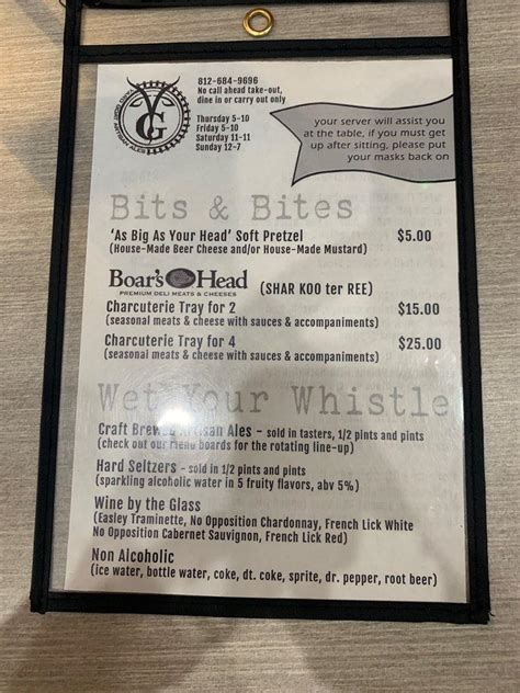 Menu At Yard Goat Ales Pub Bar Huntingburg