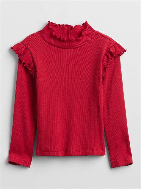 Babygap Ribbed Ruffle Mockneck Top Gap Factory