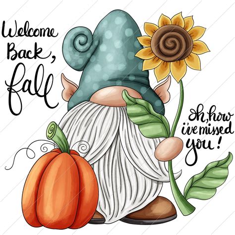 Welcome Back Fall Gnome Png Clipart Commercial Use Instant Digital