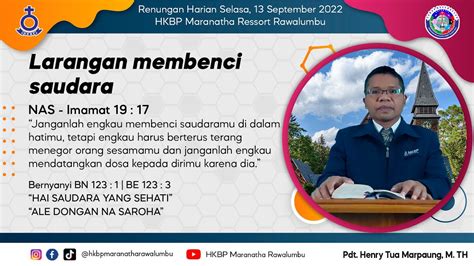 Renungan Harian Selasa 13 09 2022 HKBP Maranatha Ressort Rawalumbu