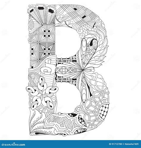 Letra B Para Colorear Objeto Decorativo Del Zentangle Del Vector