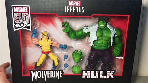 Marvel Legends Marvel 80th Anniversary Wolverine Vs Hulk 2 Pack Action Figure Review Youtube