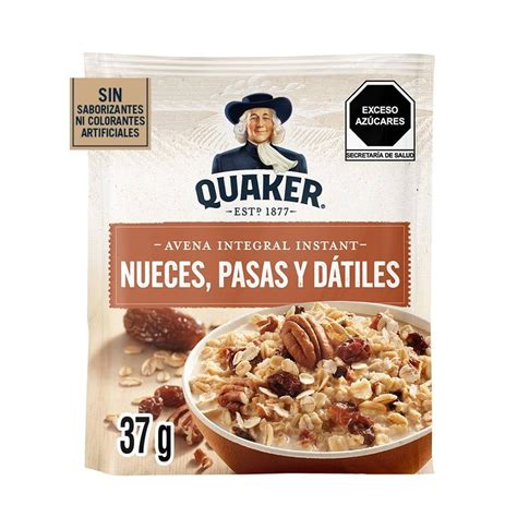 Avena integral Quaker instant nueces pasas y dátiles 37 g Walmart