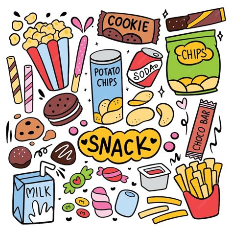 Premium Vector Kawaii Hand Drawn Snack Food Product Vector Illustration