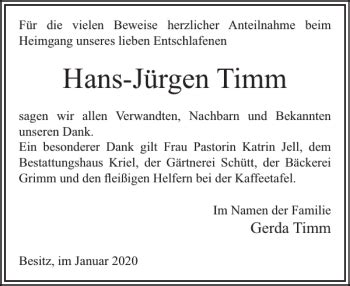 Traueranzeigen Von Hans J Rgen Timm Trauer Nordkurier