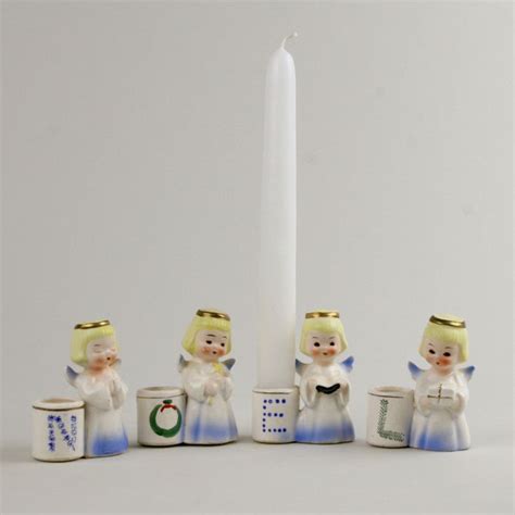 NOEL Angels Candle Holders Scarce Smaller Ceramic Made In Etsy