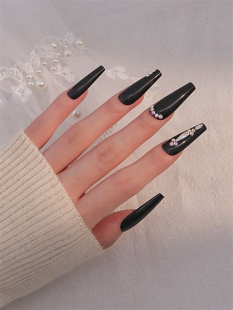 24pcs Long Coffin Fake Nail 1pc Nail File 1sheet Tape