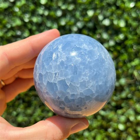 Blue Calcite Crystal Sphere The Crystal Society Pty Ltd