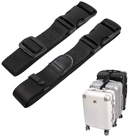 PandaHall Adjustable Luggage Straps Nylon Travel Bag Strap Black