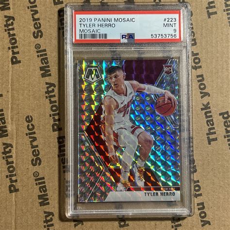 2019 Panini Mosaic Tyler Herro Silver Mosaic Prizm Rookie Card PSA 9