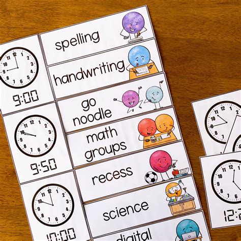 Visual Timetable Rectangular Cards Dot Dudes Editable Classroom Hq