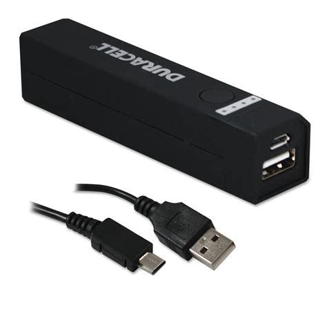 Duracell Portable Power Bank With Micro Usb Cable 2600 Mah Black