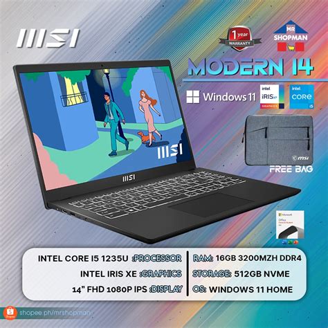 Msi Modern C Mo Ph Intel Core I U Fhd Gb Ram