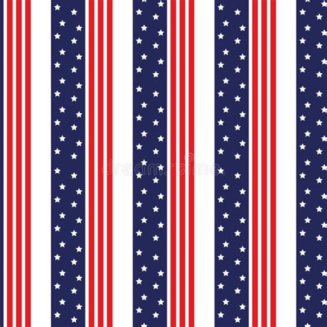 Seamless Pattern National USA Flag With Stripes Stars Blue And Red