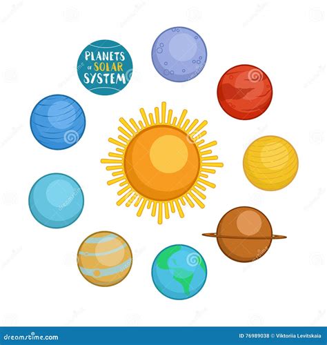 Planetas Do Sistema Solar Ilustração Do Vetor Do Estilo Dos Desenhos