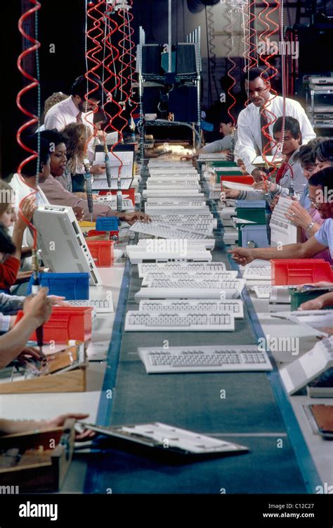 Assembly Line Workers Building Computer Keyboards Stock Photo Alamy