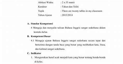 RPP Daring Bahasa Inggris Kelas 1 SD Panduan Dan Contoh Untuk Guru