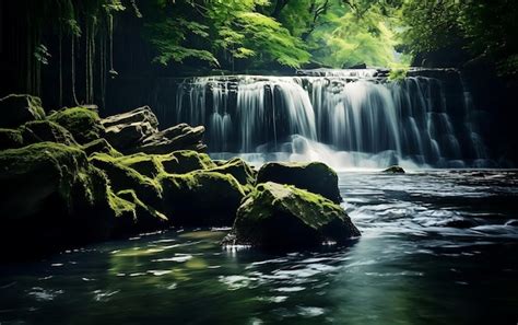 Hermosas Cascadas En El Bosque Tropical Foto Premium