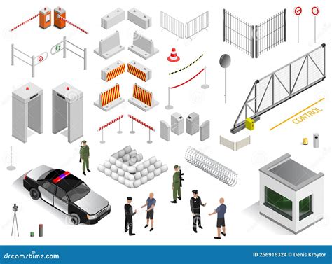 Ensemble D éléments Infrastructure Sécurité Zone Militaire Illustration