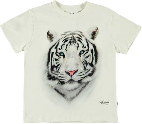 Roxo White Tiger Økologisk Kortærmet T Shirt Med Print Af