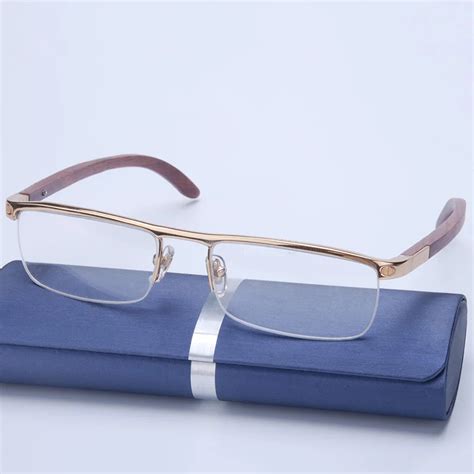 Vazrobe Brand Mens Glasses Frame Gold Wood Eyeglasses Frames For Man