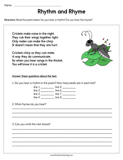 Rhythm And Rhyme Worksheet Have Fun Teaching