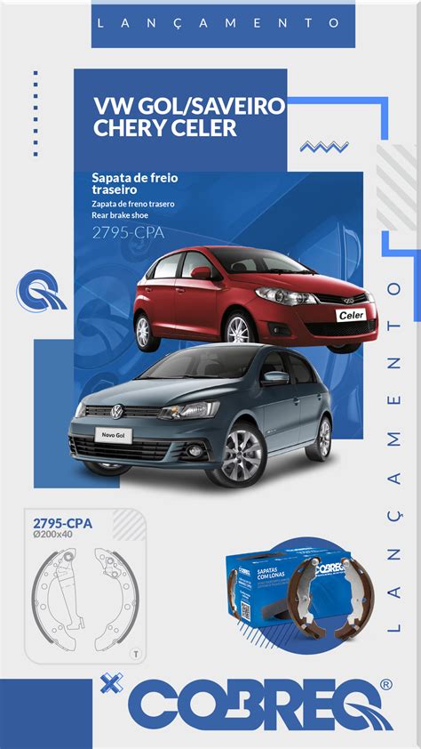 Lançamento Sapata de freio traseira VW Gol Saveiro e Chery Celer 2795