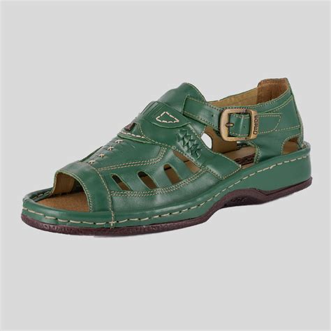 Duna Leather Sandal In Sage Soft Saddle Leather Omega