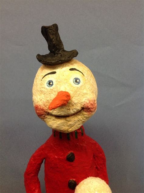 Paper mâché snowman winter holidays figure