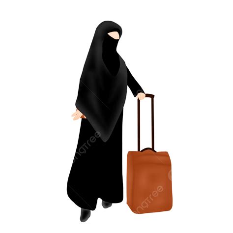 Uma Mulher Mu Ulmana De Preto Pronta Para Viajar Png Islamismo