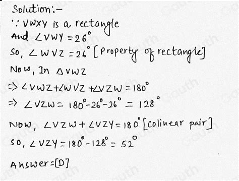 Solved In The Figure Below Quadrilateral Vwxy Is A Rectangle And Has