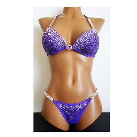 New Made To Order Crystal Competition Bikini Suit Brilliant Purple Etsy