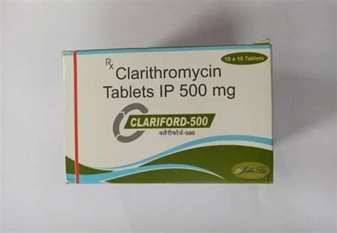 Clariford 500mg Clarithromycin Tablets 500 Mg Packaging Size 110