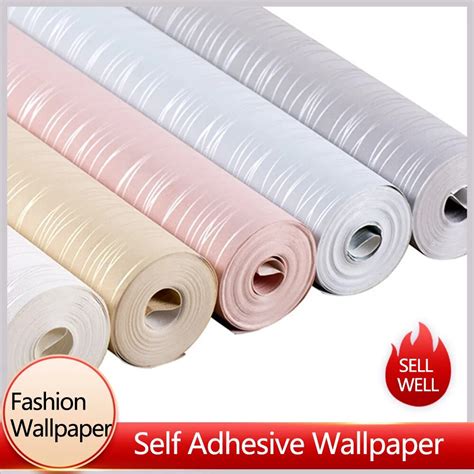 Self Adhesive Non Woven Wallpaper Modern Minimalist Vertical Stripe