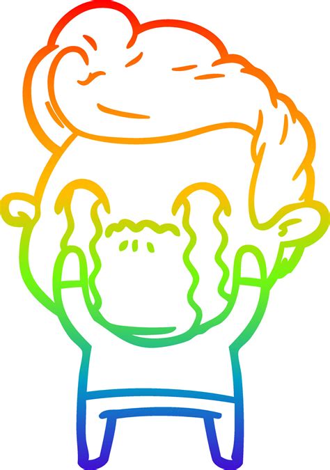 regenbooggradiënt lijntekening cartoon man huilen 9822433 Vectorkunst