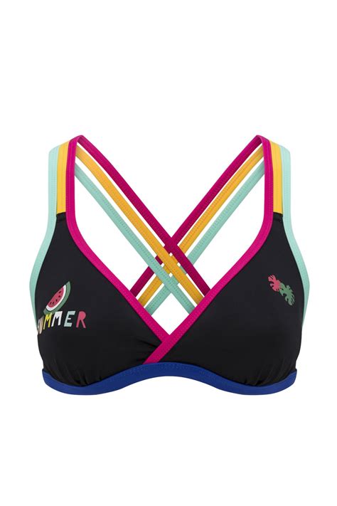 Negru Summer Üçgen Bikini Üstü Bichini Costume Baie PLSUTRTO IYSYH Penti Romania