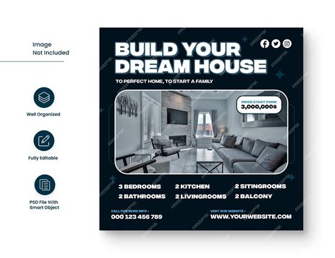 Premium PSD | Real estate and dream house social media post design template