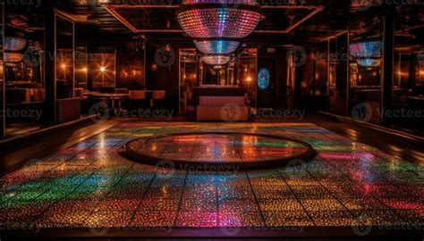 Vibrant nightclub with modern design, illuminated by multi colored ...