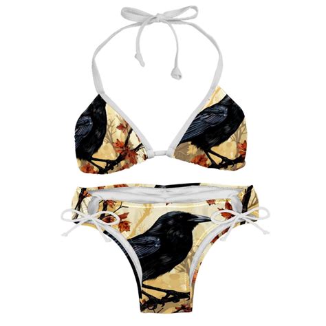 Crow Adjustable Strap Bikini Set With Detachable Sponge Two Pack