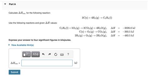 Solved Calculate Hrxn For The Following Reaction Chegg