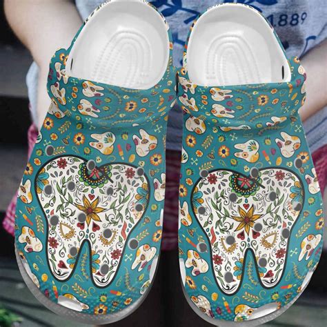 Dentist Flower Teeth Shoes Nurse Cute Tooth Pattern Dentist Crocs Gift