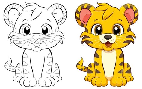 Esquema De P Gina Para Colorear De Tigre Lindo Vector Gratis